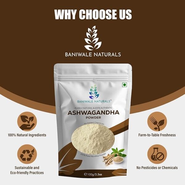 Ashwagandha Root Powder, Pure & Natural, Helps Fight Anxiety & Stress, Amukkara Kizhangu 100g - Image 3