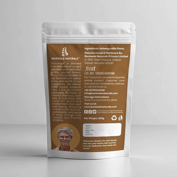Ashwagandha Root Powder, Pure & Natural, Helps Fight Anxiety & Stress, Amukkara Kizhangu 100g - Image 5