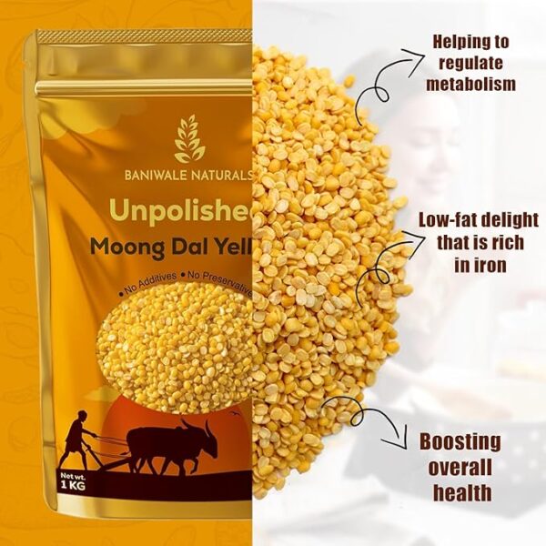 Baniwale Naturals Unpolished Moong Dal Yellow (Split), 1Kg - Image 2